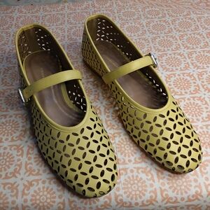 Anthropologie Yellow Cutout Flats """No Box"""